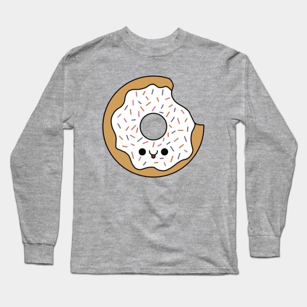 Cute Vanilla Donut - Kawaii Donut Long Sleeve T-Shirt by KawaiiByDice